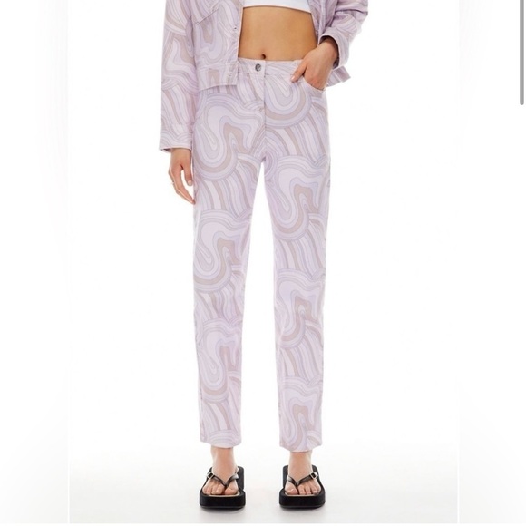Aritzia Wilfred Free Printed High-waisted Twill Vera Pants SZ Retro Groovy SZ 4 - Picture 1 of 16